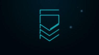 Parlayan neon çizgisi simgesi siyah arkaplanda izole edildi. Askeri rozet işareti. 4K Video hareketli grafik canlandırması