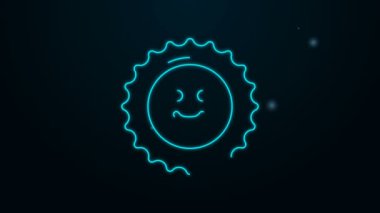 Parlayan neon çizgi simgesi siyah arkaplanda izole edildi. 4K Video hareketli grafik canlandırması