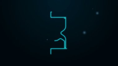 Parlayan neon çizgisi. Siyah zemin üzerinde kum ikonu olan eski kum saati. Kum saati işareti. İş ve zaman yönetimi kavramı. 4K Video hareketli grafik canlandırması
