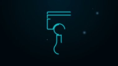 Parlayan neon çizgisi motor piston simgesi siyah arkaplanda izole edildi. Araba motoru pistonu işareti. 4K Video hareketli grafik canlandırması