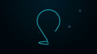 Parlayan neon hattı diş sağlığı kliniği konumu simgesi siyah arkaplanda izole edildi. 4K Video hareketli grafik canlandırması