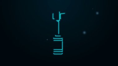 Parlayan neon hattı diş fırçası simgesi siyah arkaplanda izole edildi. 4K Video hareketli grafik canlandırması