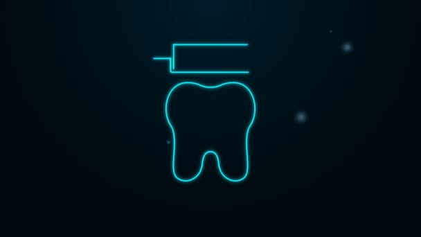 Raio-X de néon brilhante do ícone do dente isolado no fundo preto. Raios-X dentários. Imagem radiológica. Animação gráfica em movimento de vídeo 4K — Vídeo de Stock