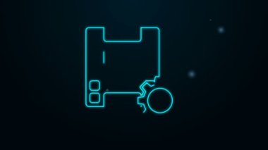 Parlayan neon hattı Görüntü simgesi siyah arkaplanda izole edildi. Film şeridi tabelası. 4K Video hareketli grafik canlandırması