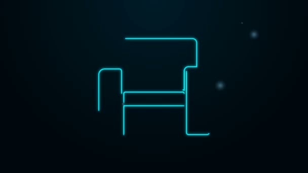 Glowing neon line Cinema chair icon isolated on black background. 4K Video motion graphic animation — Stock Video