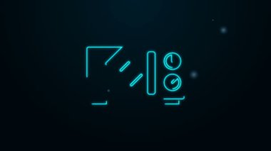 Parlayan neon hattı mikrodalga fırın ikonu siyah arkaplanda izole edildi. Ev aletleri simgesi. 4K Video hareketli grafik canlandırması