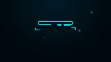 Parlayan neon hattı siyah arka planda izole edilmiş tencere pişirme ikonu. Haşlama ya da güveç besin sembolü. 4K Video hareketli grafik canlandırması