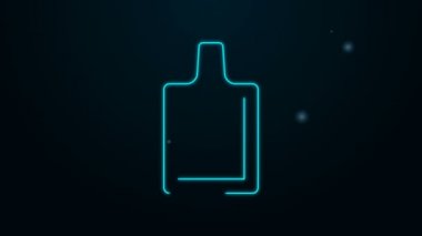 Parlayan neon hattı kesme tahtası simgesi siyah arkaplanda izole edildi. Kesme tahtası sembolü. 4K Video hareketli grafik canlandırması