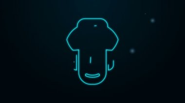 Siyah arka planda izole edilmiş parlak neon çizgili Hint adam portresi. Hindu erkekleri. 4K Video hareketli grafik canlandırması