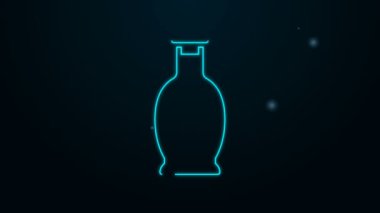 Siyah arka planda parlayan neon çizgili Hint vazosu ikonu. 4K Video hareketli grafik canlandırması