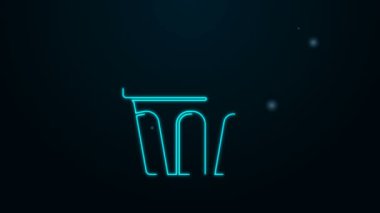 Siyah zemin üzerinde su ikonu olan parlak neon çizgisi. Soda bardağı. Taze soğuk içecek sembolü. 4K Video hareketli grafik canlandırması