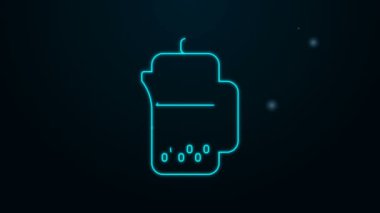 Parlayan neon hattı Fransız basın simgesi siyah arkaplanda izole edildi. 4K Video hareketli grafik canlandırması