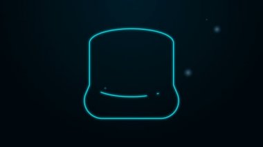 Parlayan neon hattı Kepi simgesi siyah arkaplanda izole edildi. Yüzbaşı ordu üniforması başlığı. Tarihsel genel şapka. 4K Video hareketli grafik canlandırması