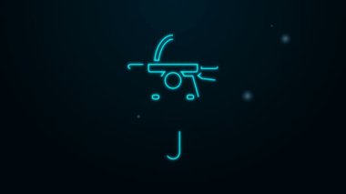 Parlayan neon çizgisi Scooter simgesi siyah arkaplanda izole edildi. 4K Video hareketli grafik canlandırması