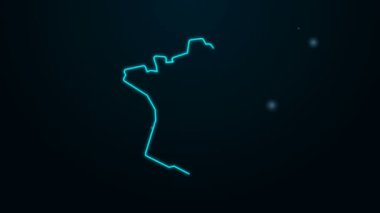 Parlayan neon hattı Fransa haritası simgesi siyah arkaplanda izole edildi. 4K Video hareketli grafik canlandırması