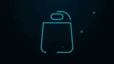 Parlayan neon hattı Croissant paket simgesi siyah arkaplanda izole edildi. 4K Video hareketli grafik canlandırması