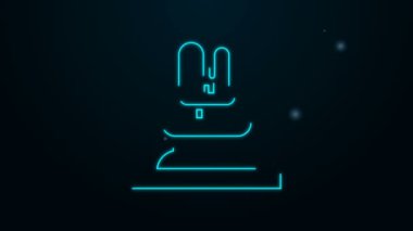 Parlayan neon hattı Çeşme simgesi siyah arkaplanda izole edildi. 4K Video hareketli grafik canlandırması