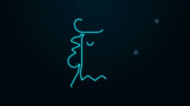 Parlayan neon hattı Fransız horoz ikonu siyah arka planda izole edildi. 4K Video hareketli grafik canlandırması