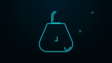 Parlayan neon çizgisi simgesi siyah arkaplanda izole edildi. Kadın el çantası işareti. Glamour günlük bagaj sembolü. 4K Video hareketli grafik canlandırması