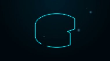 Parlayan neon çizgili peynir simgesi siyah arkaplanda izole edildi. 4K Video hareketli grafik canlandırması