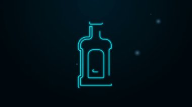 Parlayan neon hattı Orujo simgesi siyah arkaplanda izole edildi. 4K Video hareketli grafik canlandırması