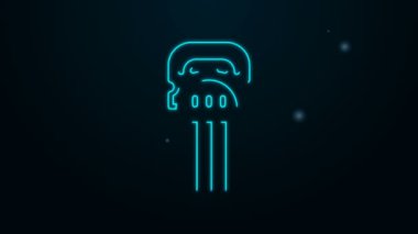 Parlayan neon hattı Flamenko kadın aksesuar ikonu siyah arka planda izole edildi. Peineta. İspanyol tarağı. 4K Video hareketli grafik canlandırması