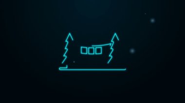 Vancouver, Kanada 'daki parlak neon hattı Capilano süspansiyon köprüsü siyah arka planda izole edildi. 4K Video hareketli grafik canlandırması