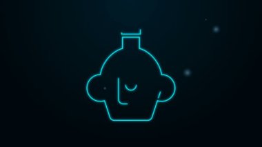 Siyah arkaplanda parlayan neon çizgisi akçaağaç şurubu ikonu izole edilmiş. 4K Video hareketli grafik canlandırması