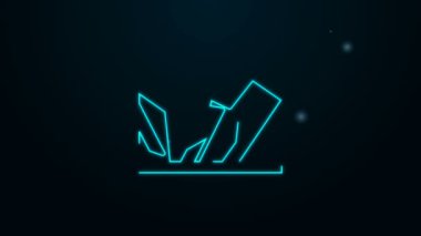 Toronto, Kanada 'daki Royal Ontario müzesinde parlayan neon hattı simgesi siyah arkaplanda izole edildi. 4K Video hareketli grafik canlandırması