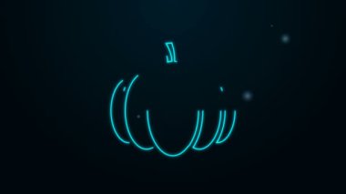 Parlayan neon hattı balkabağı simgesi siyah arkaplanda izole edildi. Mutlu Cadılar Bayramı Partisi. 4K Video hareketli grafik canlandırması