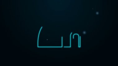 Parlayan neon hattı Igloo buz evi simgesi siyah arka planda izole edildi. Kar evi, Eskimo kubbesi şeklindeki baraka, bloklardan yapılmış. 4K Video hareketli grafik canlandırması