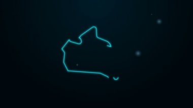 Parlayan neon hattı Kanada haritası simgesi siyah arkaplanda izole edildi. 4K Video hareketli grafik canlandırması