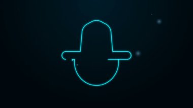 Parlayan neon hattı Kanadalı korucu şapkası üniforması ikonu siyah arka planda izole edildi. 4K Video hareketli grafik canlandırması
