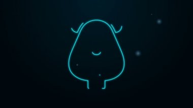 Parlayan neon hattı Kunduz hayvan simgesi siyah arka planda izole edildi. 4K Video hareketli grafik canlandırması