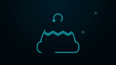 Parlayan neon hattı Beanie şapka simgesi siyah arkaplanda izole edildi. 4K Video hareketli grafik canlandırması
