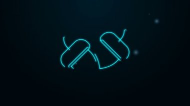 Parlayan neon çizgisi simgesi siyah arkaplanda izole edildi. 4K Video hareketli grafik canlandırması