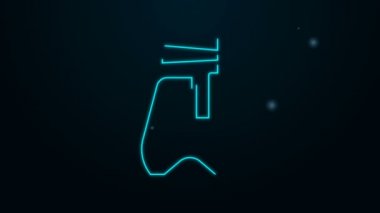 Siyah arka planda kuşak ikonu olan parlak neon çizgili Kazak pantolonu. Kazak donu. 4K Video hareketli grafik canlandırması