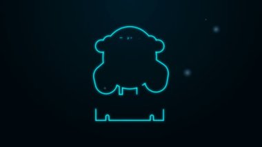 Siyah arka planda izole edilmiş geleneksel kıyafet ikonu içindeki parlak neon çizgili Ukraynalı kadın. 4K Video hareketli grafik canlandırması