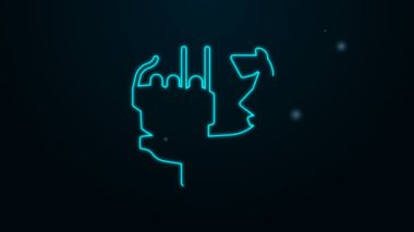 Siyah zemin üzerinde izole Kiev ikonunun kurucuları için parlayan neon hattı anıtı. Kyi, Shchek, Horyv ve Lybid 'in heykeli. 4K Video hareketli grafik canlandırması