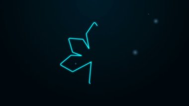 Parlayan neon hattı Kestane yaprağı simgesi siyah arkaplanda izole edildi. 4K Video hareketli grafik canlandırması