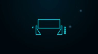 Parlayan neon hattı Geleneksel Ukrayna işlemeli havlu ikonu siyah arkaplanda izole edildi. 4K Video hareketli grafik canlandırması