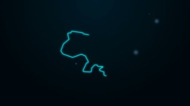 Parlayan neon hattı Ukrayna haritası siyah arkaplanda izole edildi. 4K Video hareketli grafik canlandırması