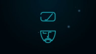 Parlayan neon hattı Ukrayna Kazak simgesi siyah arka planda izole edildi. 4K Video hareketli grafik canlandırması