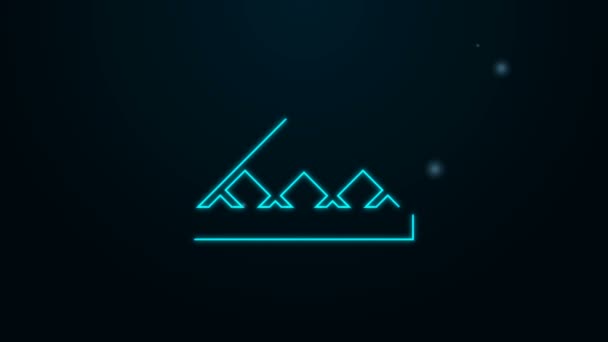 Świecąca neon linia Luwr szklana ikona piramidy izolowane na czarnym tle. Muzeum Luwru. 4K Animacja graficzna ruchu wideo — Wideo stockowe