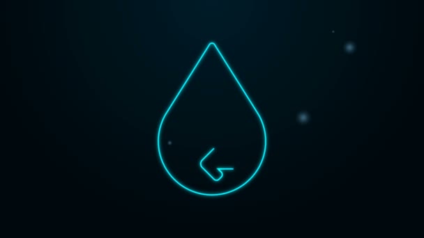 Leuchtende Neon-Linie Recycle sauberes Aqua-Symbol isoliert auf schwarzem Hintergrund. Wassertropfen mit Zeichenrecycling. 4K Video Motion Grafik Animation — Stockvideo