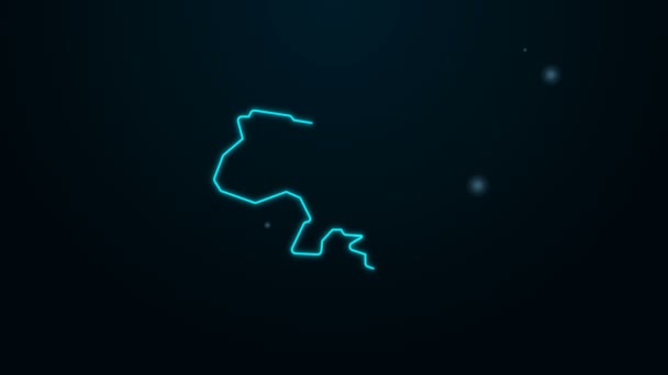 Linea al neon incandescente Mappa dell'icona ucraina isolata su sfondo nero. Animazione grafica 4K Video motion — Video Stock