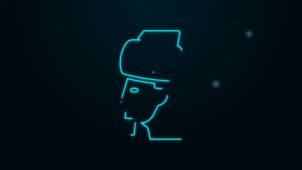 Glowing neon line Ukrainian cossack icon isolated on black background. Animasi grafis gerak Video 4K — Stok Video