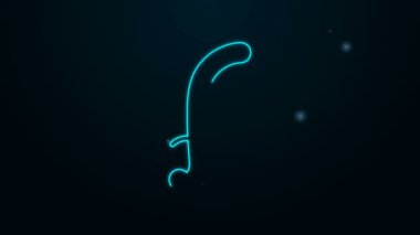 Parlayan neon hattı Ortaçağ kılıç ikonu siyah arka planda izole edildi. Ortaçağ silahı. 4K Video hareketli grafik canlandırması