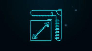 Parlayan neon çizgi kağıt boyutu simgesi siyah arkaplanda izole edildi. 4K Video hareketli grafik canlandırması