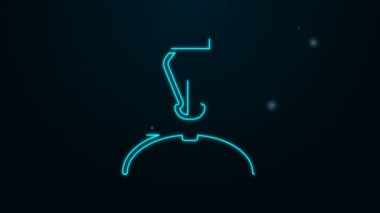 Parlayan neon hattı Çeşme ucu simgesi siyah arkaplanda izole edildi. Kalem aleti işareti. 4K Video hareketli grafik canlandırması